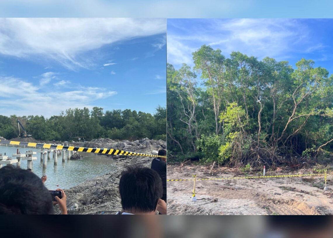 Proyek Marina dan pemadatan jalan yang disegel oleh Satpol PP Provinsi Bali di Kawasan Kura-Kura Bali. -BALITOPIK.COM