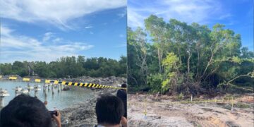 Proyek Marina dan pemadatan jalan yang disegel oleh Satpol PP Provinsi Bali di Kawasan Kura-Kura Bali. -BALITOPIK.COM