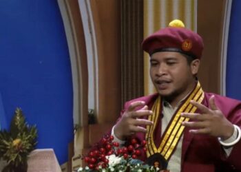 Foto: Alexandro Rolando Ketua PMKRI Cabang Denpasar Periodesasi 2021-2022. (Tanggapan Layar TVRI Bali).