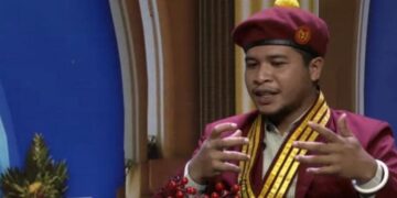 Foto: Alexandro Rolando Ketua PMKRI Cabang Denpasar Periodesasi 2021-2022. (Tanggapan Layar TVRI Bali).