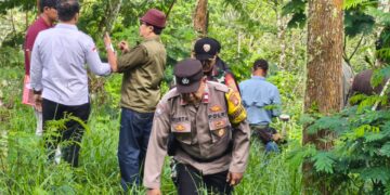 Petugas Kejati Bali dan BPN melakukan survey lahan terkait dugaan tukar guling mangrove PT BTID di Karangasem.