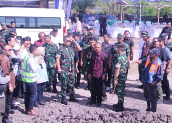 Gubernur Bali, Wayan Koster dan Jendral Maruli saat meninjau pematagangan lokasi PSEL Denpasar Raya di Benoa. -BALITOPIK.COM