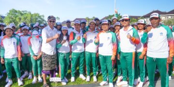 Pelepasan kontingen Badung dalam rangka Pekan Olahraga Pelajar (PORJAR) Tingkat Provinsi Bali Tahun 2026. -IST