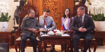 Gubernur Bali Wayan Koster saat menerima kunjungan Delegasi Parlemen Saint Petersburg, Rusia, yang dipimpin Ketua Parlemen Saint Petersburg, Alexandr Belski. -IST