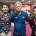 LMND Bali bersama Wamensos Agus Jabo Priyono usai mengisi materi pada Sekolah Pelopor dalam rangkaian perayaan Harlah LMND yang ke-27 di Jakarta. Dari kanan ke kiri : Ketua LMND Bali ; I Made Dirgayusa, DPO LMND Bali ; I Putu Widi Arika S., Wamensos ; Agus Jabo Priyono, Sekretaris Komisariat LMND Warmadewa ; Semuel Bonu Ate. -IST