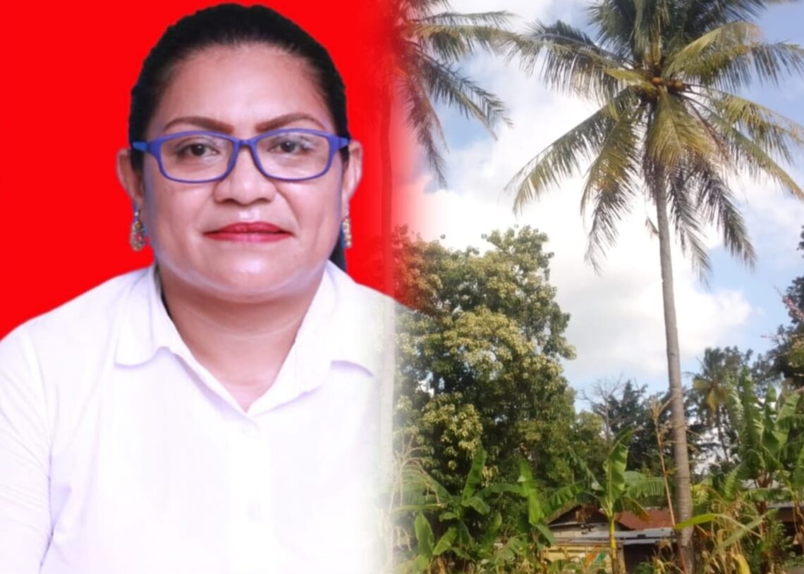 Kolase:Januaria Awalde Berek dan sebidang tanah yang diduga dicaplok. -IST