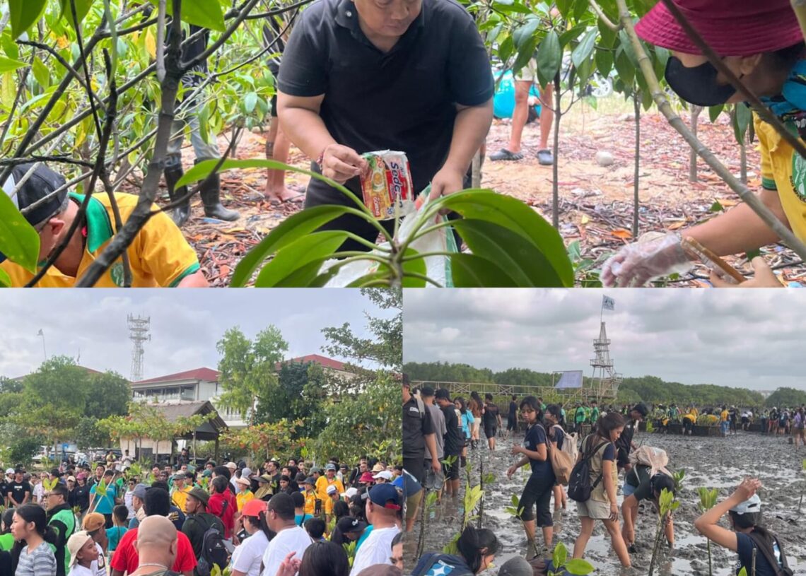 Peserta penanaman mangrove yang diinisiasi oleh Nyoman Parta. -BALITOPIK.COM