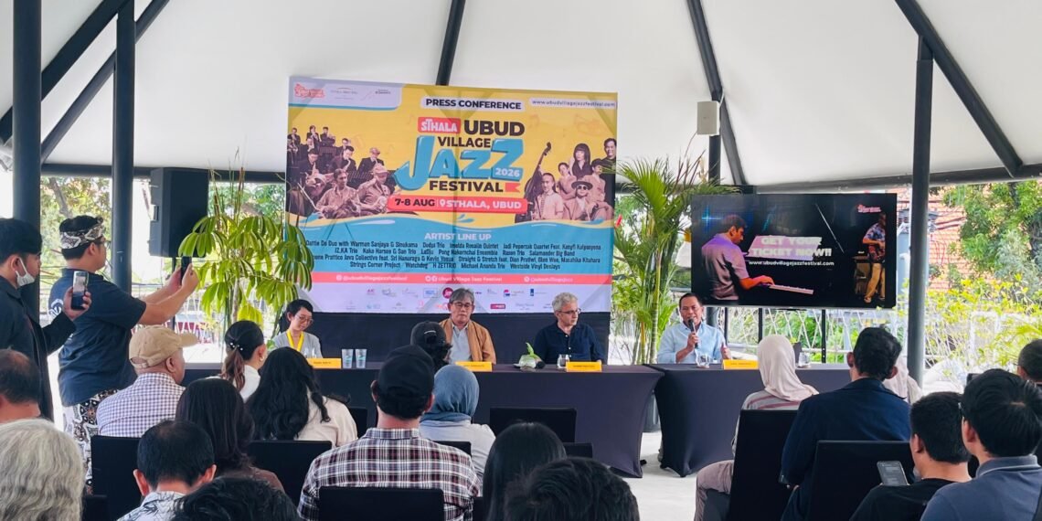 Konferensi pers Sthala Ubud Village Jazz Festival (SUVJF) 2026. -BALITOPIK.COM