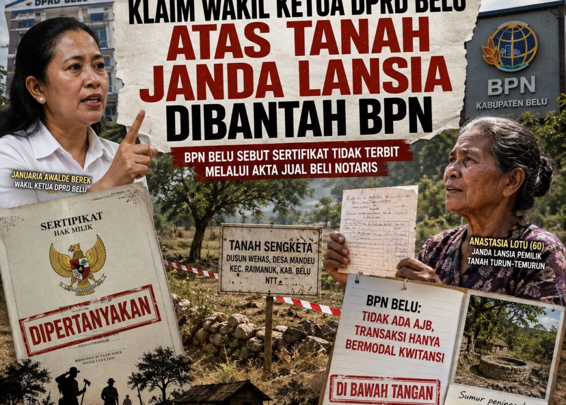 Ilustrasi sengkata lahan antara Wakil Ketua DPRD Belu Januaria Awalde Berek dan seorang janda lansia Anastasia Lotu.