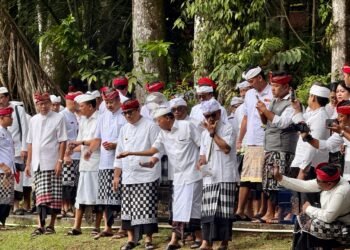 Gubernur Bali Wayan Koster saat mengikuti perayaan Tumpek Uye. -IST