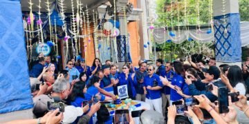 Momen perayaan 25 tahun HUT Partai Demokrat di DPD Bali. -BALITOPIK.COM