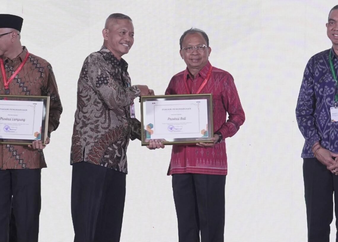 Gubernur Bali Wayan Koster saat menerima penghargaan. -BALITOPIK.COM