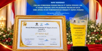 Piagam penghargaan untuk BPD Bali kategori kinerja pembayaran pensiunan. -IST