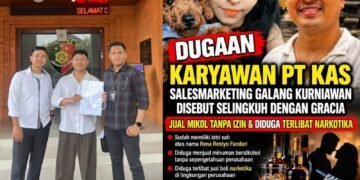 Kolase: Galang F. Kurniawan didampingi tim hukum (foto kiri) dan grafis postingan media sosial Global Bali Dewata. -IST